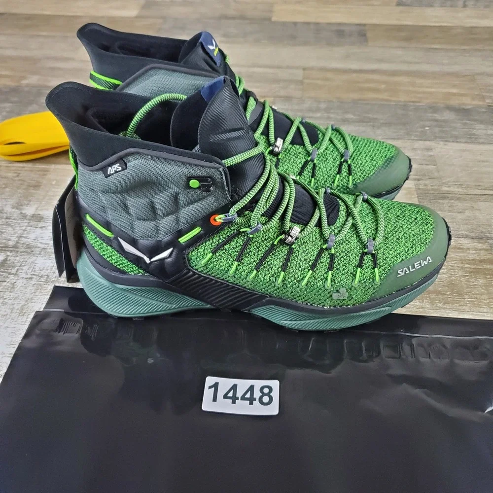 Salewa Dropline Mens Hiking Boots Sz 8.5 Raw Green Pale Frog Lace Up Waterproof